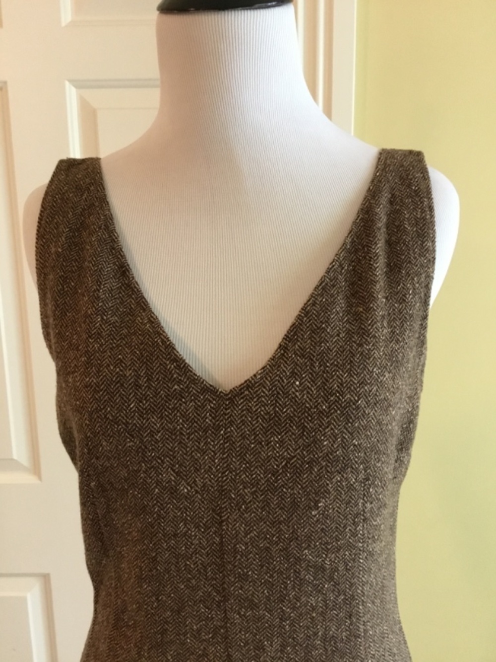Dolce & Gabbana D&G Brown Herringbone Tweed Fit & Flare Midi Dress - Picture 3 of 14
